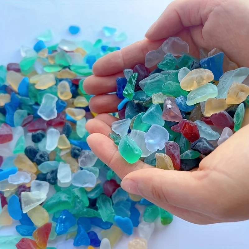 100/200 Grams of Mixed-Color Glass Mosaic Material with a Diameter of 1cm, Luxurious Decoration, Transparent and Clear Texture, Natural Crystal Glass, Waterproof and Moisture-Proof, Not Easily Broken, Suitable for Home