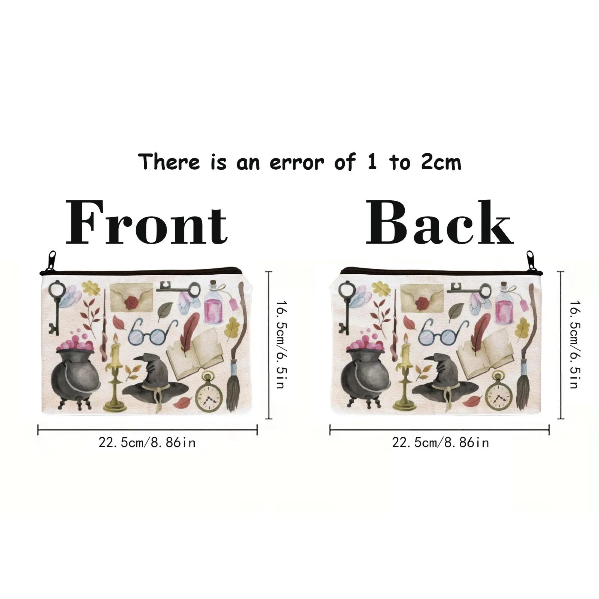 Tas Kosmetik Ajaib Fantasi Elemen Sihir Kolase Kanvas Tahan Lama untuk Pesta Halloween & Pertemuan Bertema Mantra Suvenir