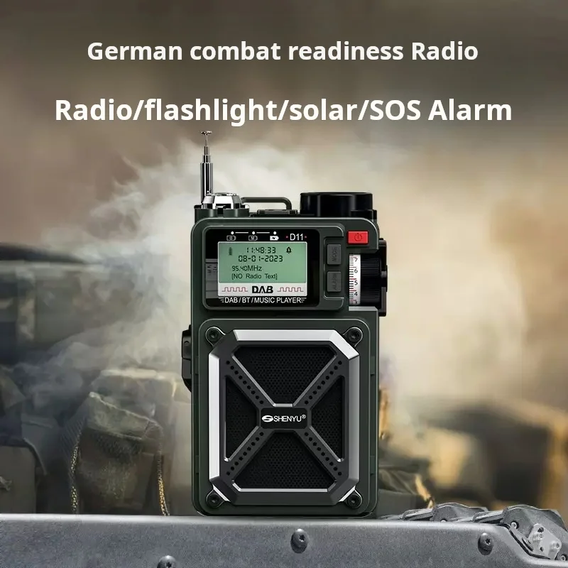 Radio dinamo con manivela de emergencia Solar para exteriores, USB, portátil, Vintage, AM/FM/SW, Radio de banda completa, BT 5,0, altavoz con linterna SOS