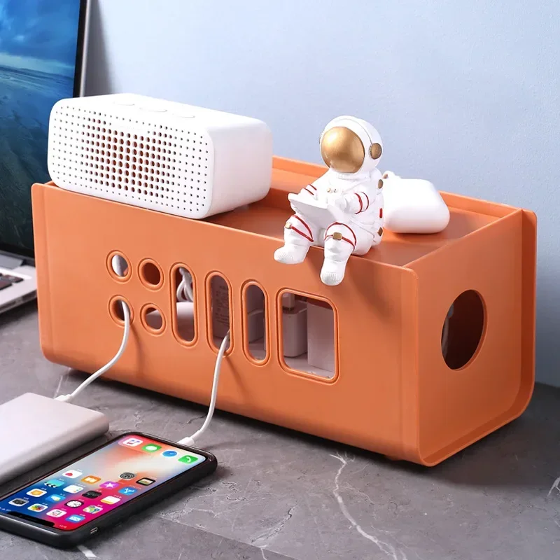 Creative Plug Power Cord Plastic Storage Box Items Cable Organizer Household Desktop Plug-in Board Electric Socket Storage