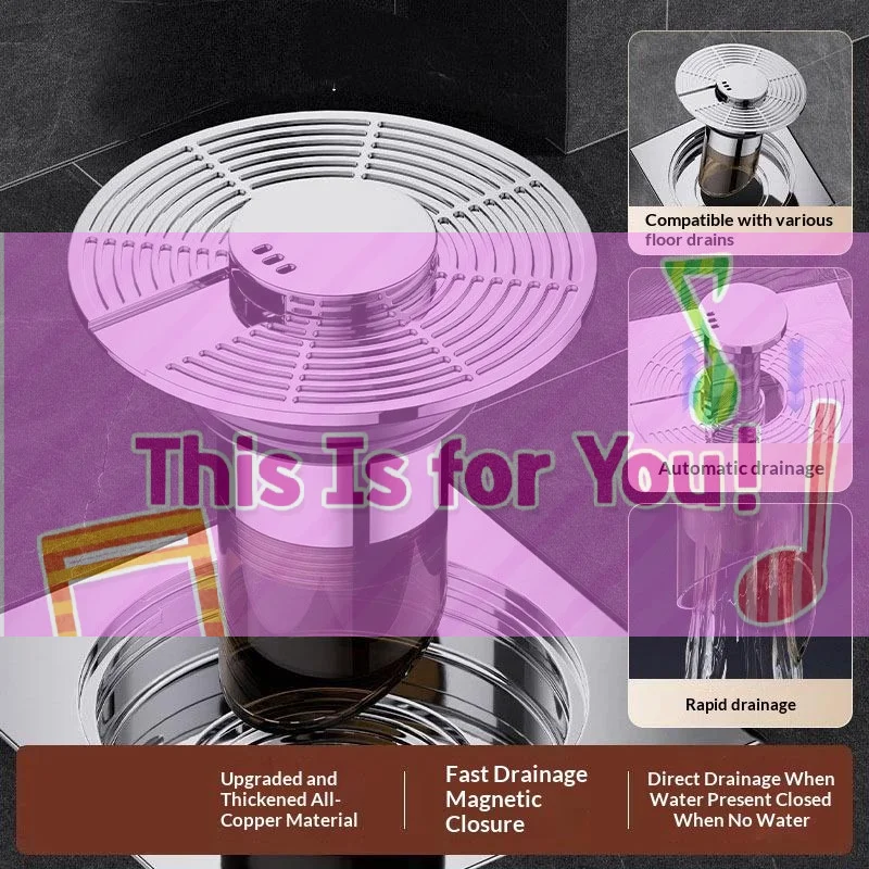 【HMA】Automatic Water-Floating Floor Drain Anti-Clog Brass PVC Core Filter Cap Self-Clos Core Fast Drain