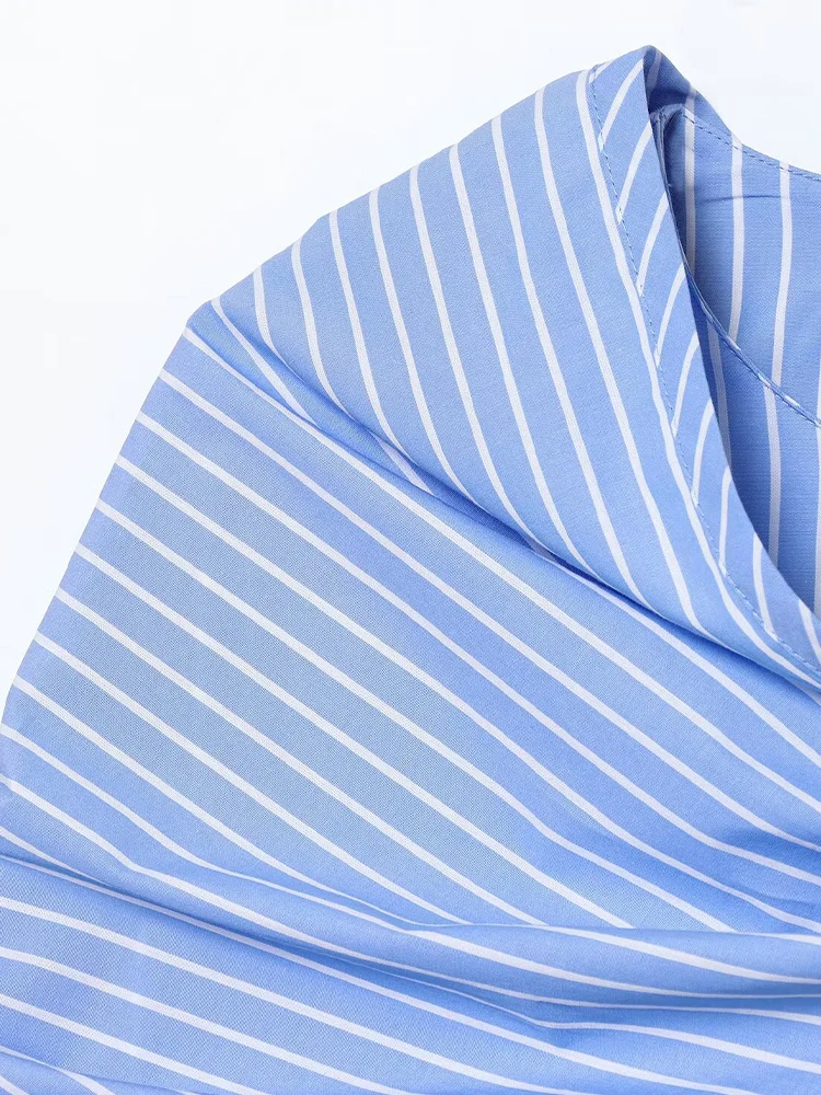 Estilo europeu e americano outono nova tendência da moda feminina casual wear design sentido listrado camisa cachecol multiuso