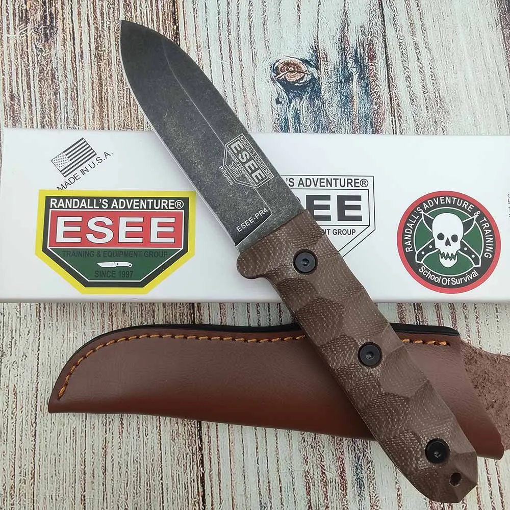 Faca Fixa ESEE PR4 EDC com Bainha, Ferramenta Utilitária para Acampamento, Escalada, Pesca, Piquenique, Ferramenta de Corte para Mochila e Churrasco