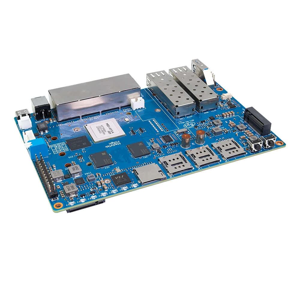 Banana Pi BPI-R4 MediaTek MT7988A (Filogic 880)  Corex-A73 4G DDR4 8GB eMMC Support Openwrt Smart Router Board Metal Case Power