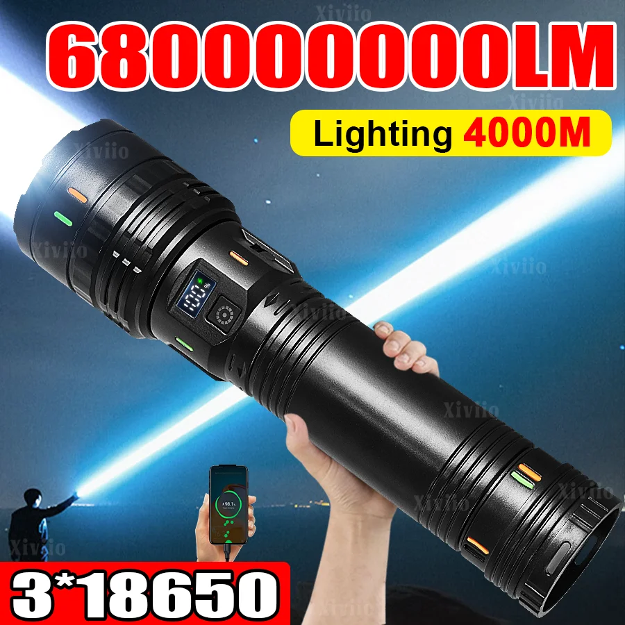 68000000LM High Power Rechargeable LED Flshlight Built-in 3*18650 Battery Ultra Power Flashlights Tactical Torch Camping Lantern
