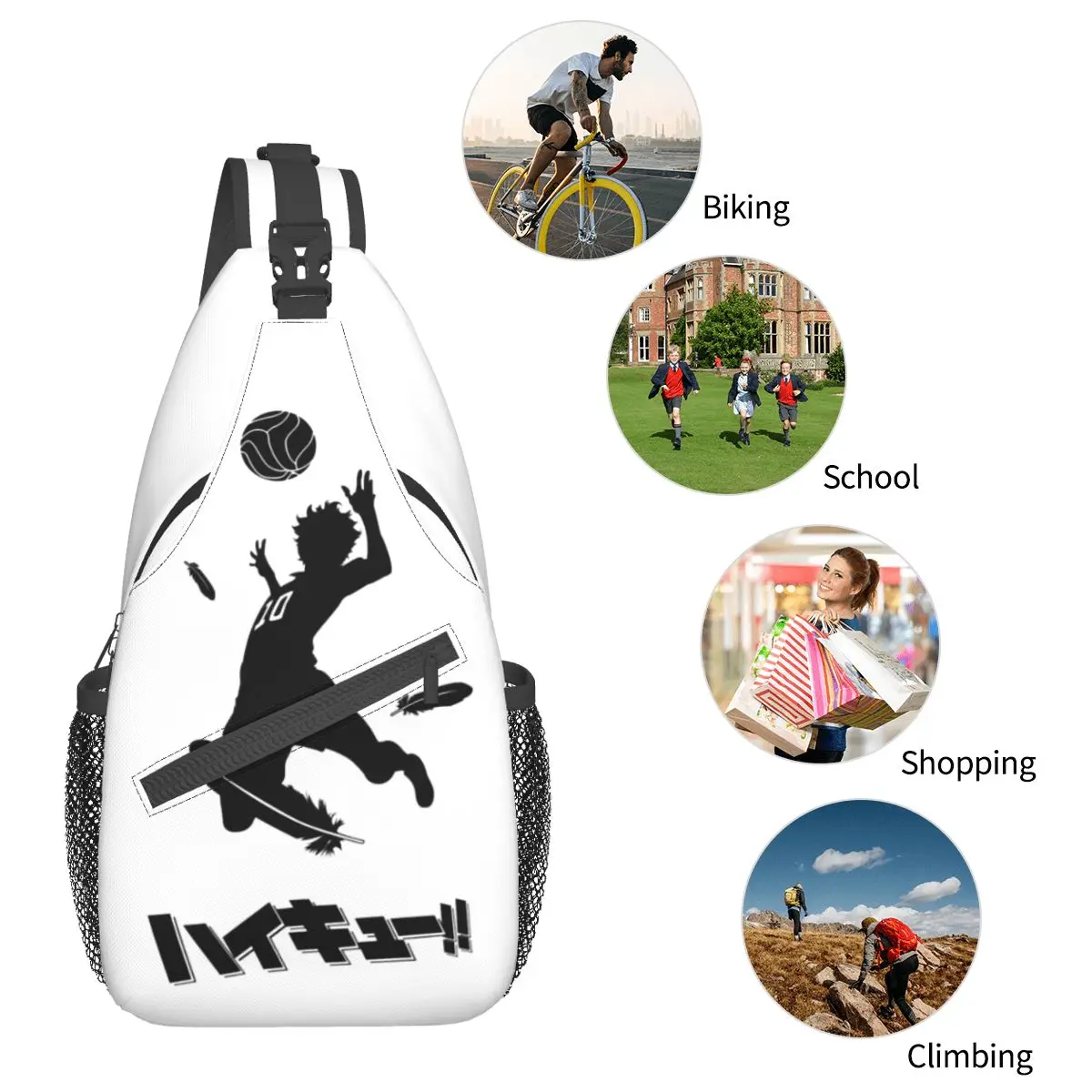 Haikyuu!! Hinata Spike Crossbody Slingtassen Voor Heren Dames Borsttas Schouderrugzak Dagrugzak Voor Wandelen Outdoor Reispakket