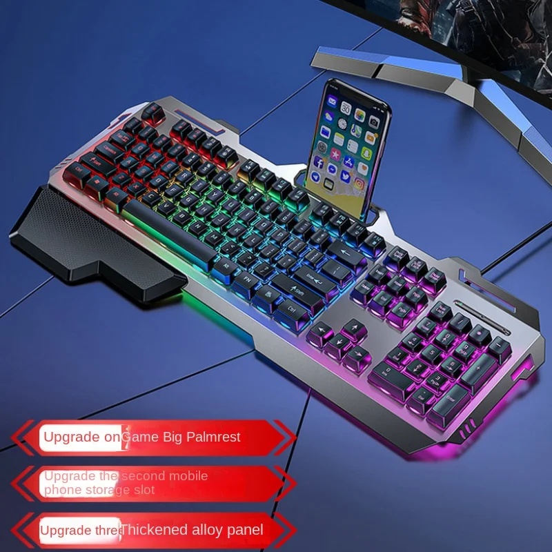 

GX80 Wired Mechanical Gaming Keyboard 104 Full Key Hot-Swappable Pudding RGB Backlit Alloy Panel Keyboard for PC Computer Laptop