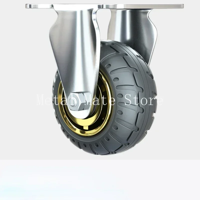 1PCS Universal Soft Rubber Furniture Caster with One-Way Quiet  Brake Wheel 3/4/5 Inch for Desk Carts