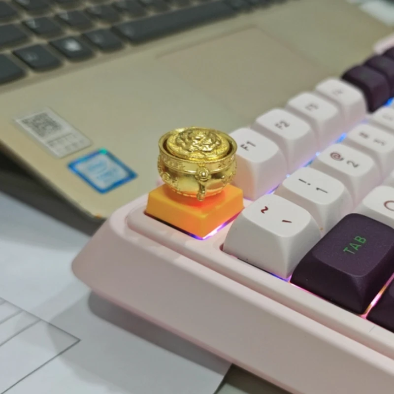 

Металлические стереоскопические колпачки для клавиш Treasure Pot Keycaps, креативные кастомные колпачки для механической клавиатуры, для переключателей ESC MX