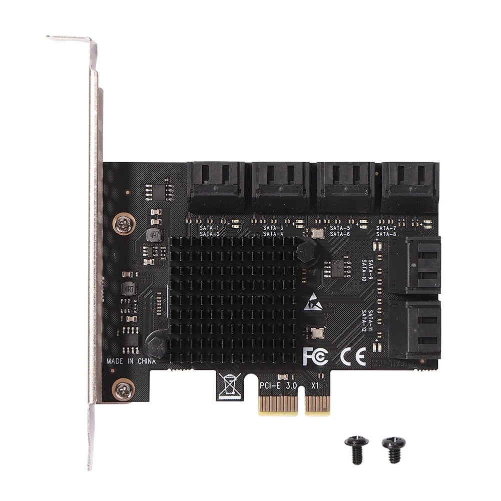 

PCIE Sata Adapter 6/12/20 Ports PCI-Express X1 to SATA 3.0 Expansion Card Controller 6Gbps High Speed Add On Card for Desktop PC
