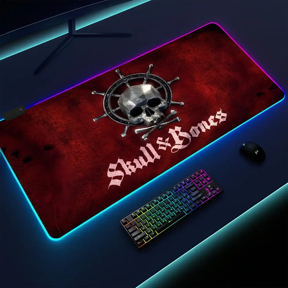 

Skull And Bones Mouse Pad Gaming mat, LED lighted, non-slip base, waterproof, large deskpad, soft surface
