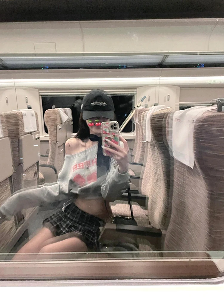 American Sle ort oulder Sexy ey Sweatirt Women's Spring Autumn Thin oulderl Lazy Loose Long Sve Top