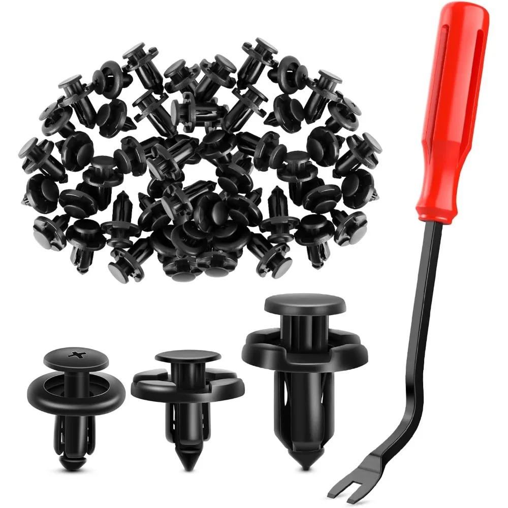 

100 шт., 7-10 мм, фиксаторы нажимного типа, заклепки, зажимы для автомобильного бампера, крышка двигателя, крыло + инструмент для удаления бонуса