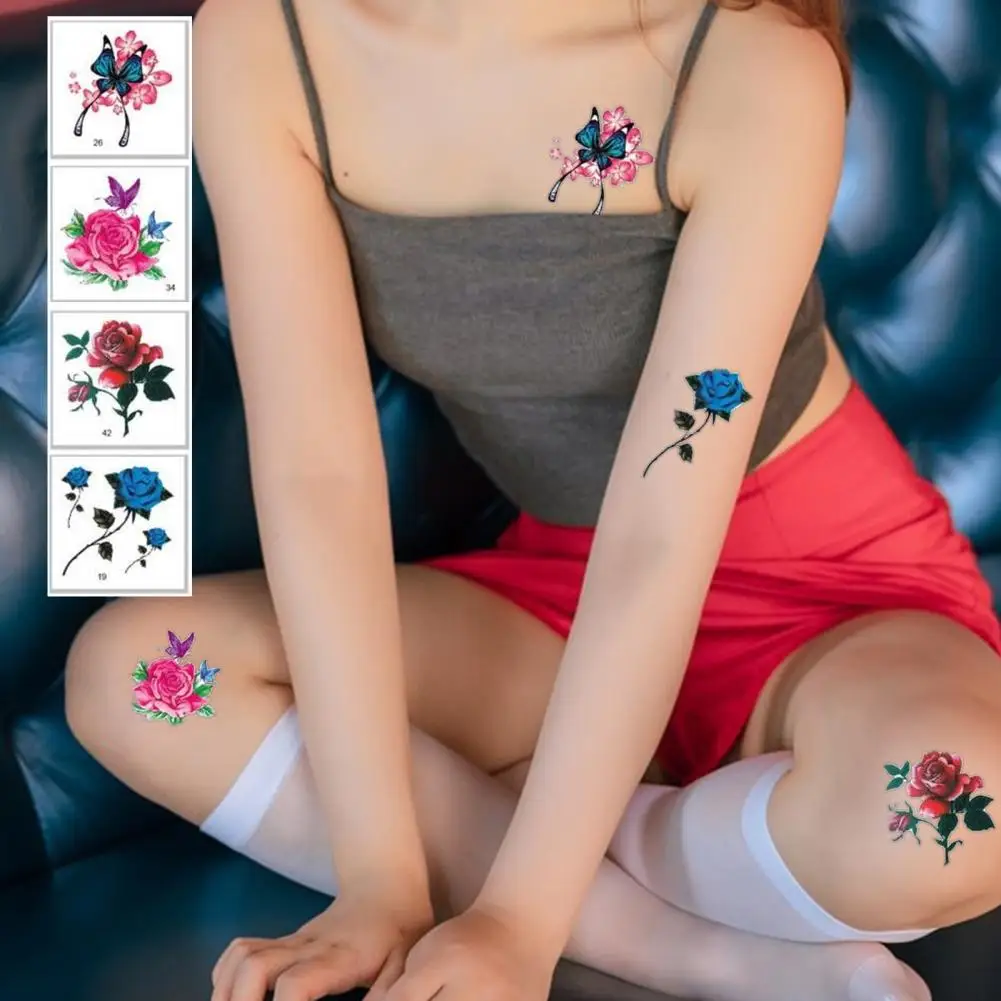 Tattoo Stickers for Collarbone Elegant Flower Butterfly Temporary Tattoos Set for Women Men Waterproof Body Art for Concealer