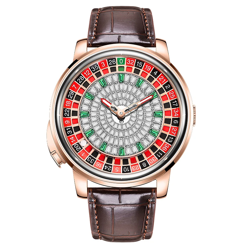 ساعة هانبورو أوتوماتيكية للرجال 46 ملم ساعة يد ميكانيكية قابلة للتدوير لعبة الروليت قرص ياقوت مضيء
