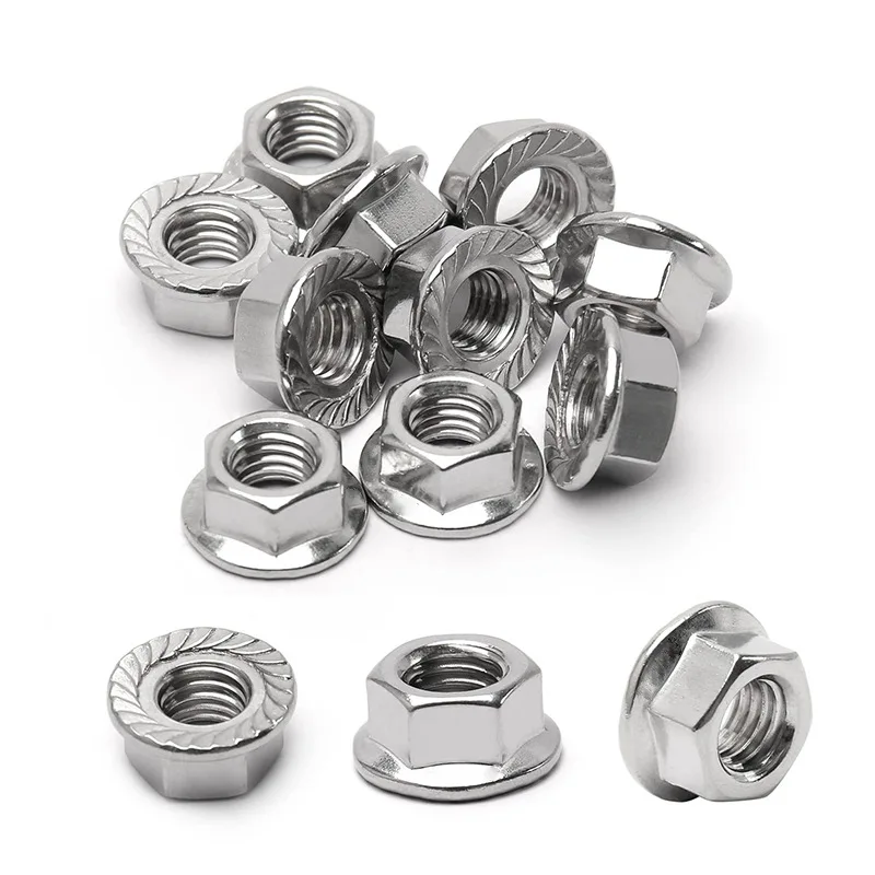 20/50Pcs M3 M4 M5 M6 M8 M10 M12 304 Stainless Steel Serrated Flange Nuts, Hexagon Self-Locking Lock Nuts Assortment Kit For