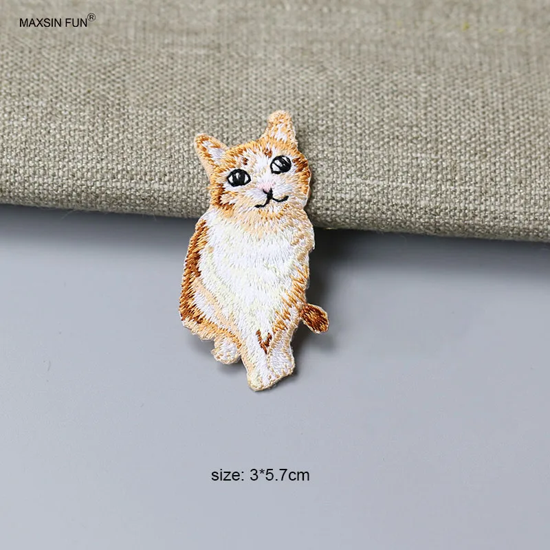 1 Piece Cute Cat Iron on Patch for Clothing Bag Hats DIY Decoration Cartoon Animal Stickers Decoration Accessories Back Adhesive