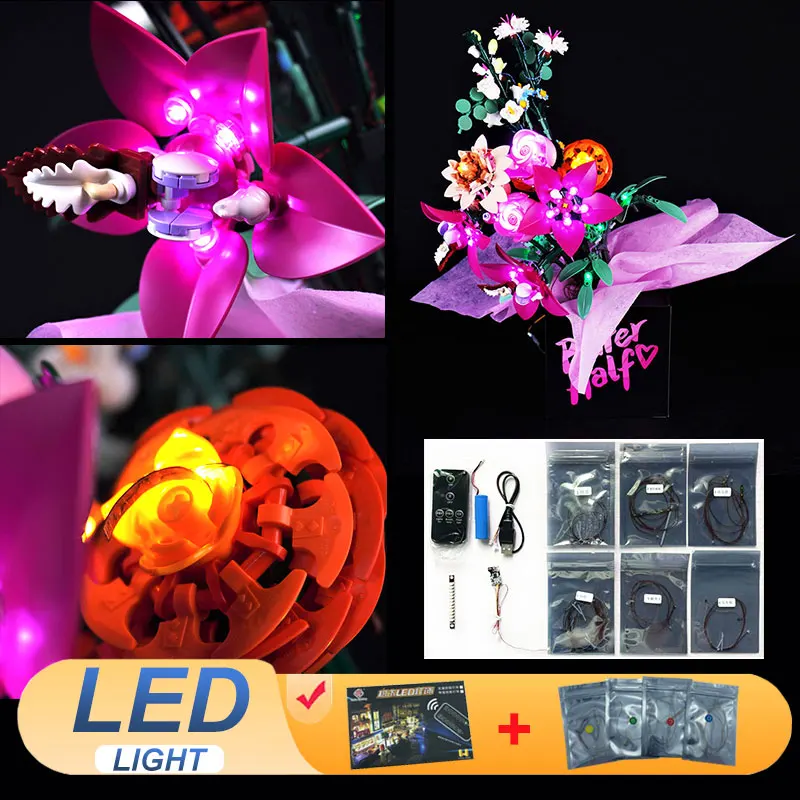 LED Light Kit For LEGO 10342 Pretty Pink Flower Bouquet Lamp Idea DIY Gift (Not Include Building Blocks Bricks Kits Sets Model)