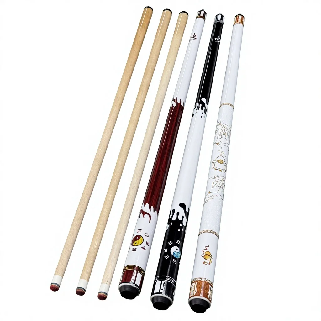 New Arrival High Precision Maple Wood Billiard Cue 13mm Tip Tai Ji Element Design for Professional Players
