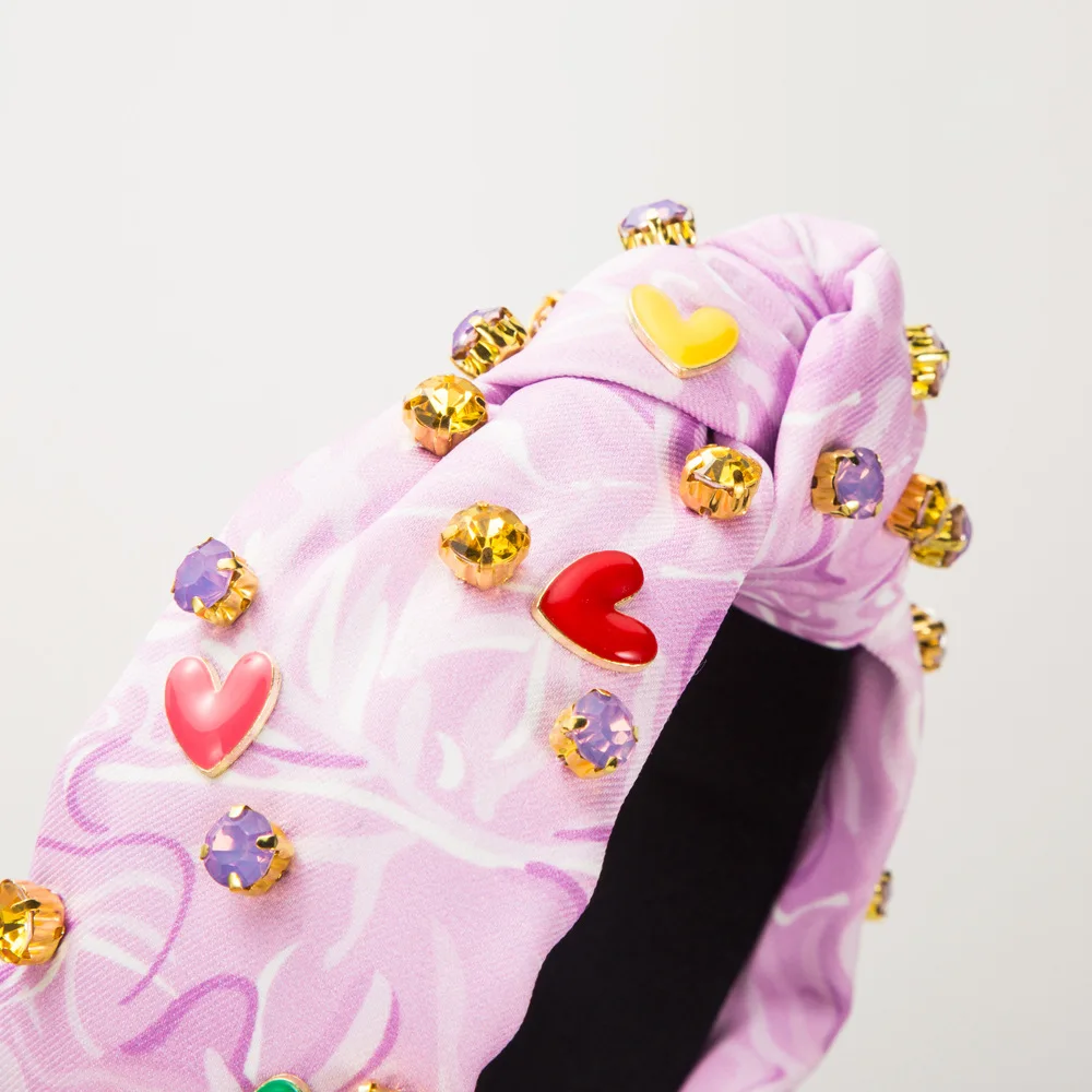 Colorful Mini Heart Embellished Headband Pastel Stone Beaded Hairband Cute Spring Summer Travel Styling Headwea view 3