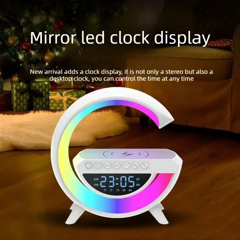G Shape Mini Night Light Living Room Timer Wireless Charging Alarm Clock Bedroom Beside Lamps Multi-function Bluetooth Speaker
