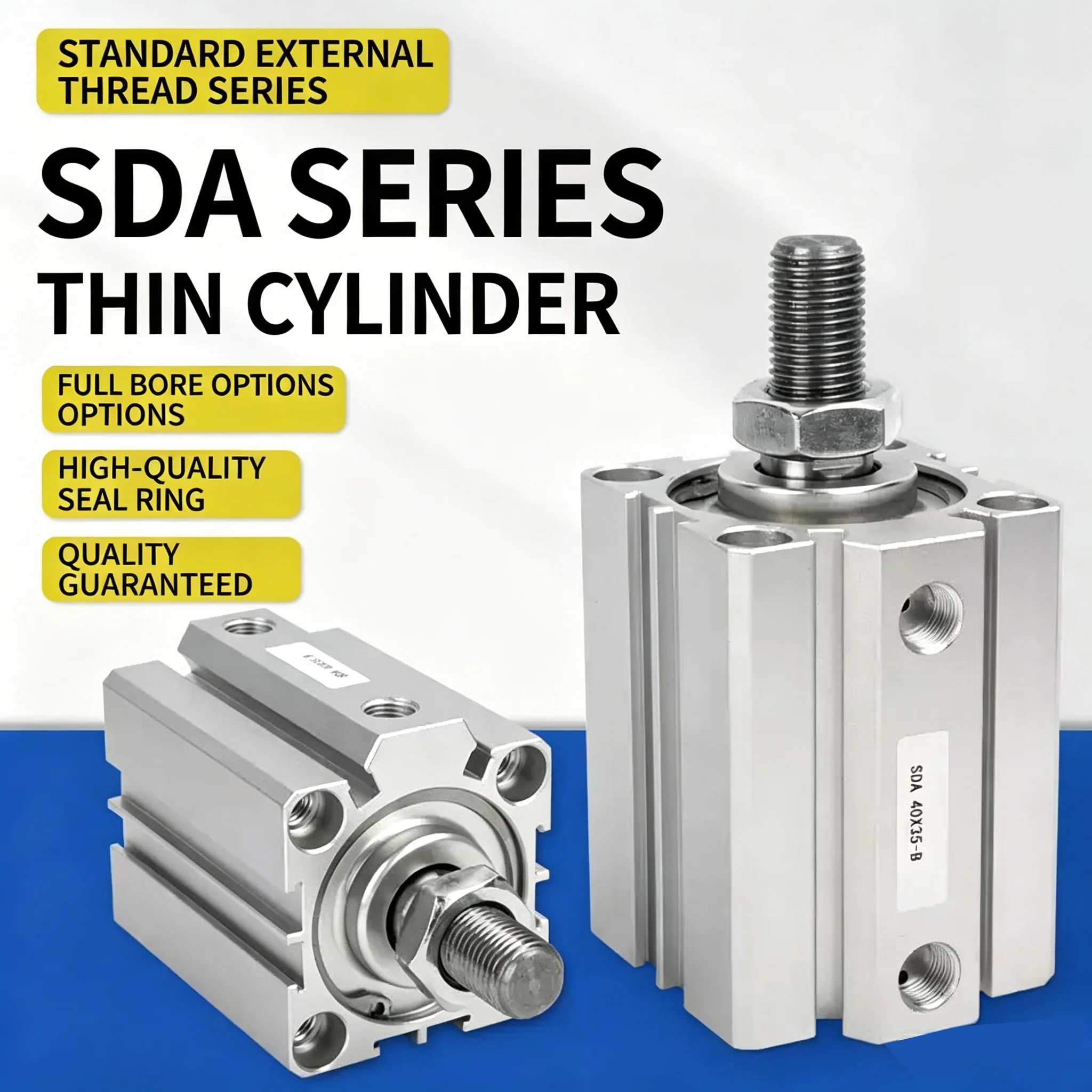 SDA B Series Male Thread Bore 12 16 20 25 32 40 50 63 80mm Stroke 5 10 20 25 30 40 45 50mm Air Pneumatic Compact Thin Cylinder