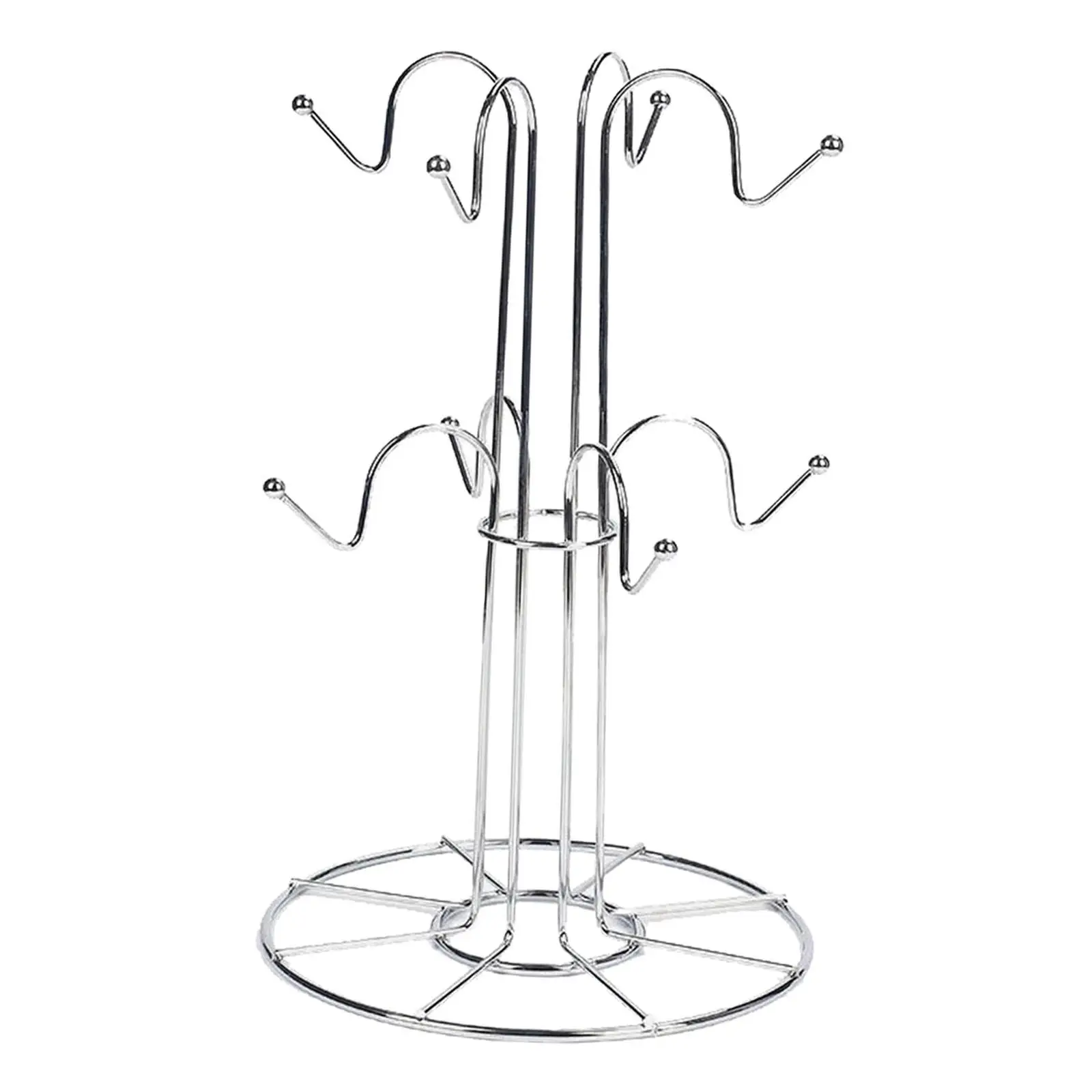 Metal Kitchen Cup Holder Rack Organizer with 8 Hooks Drying Shelf Countertop Cup Tray for Modern Kitchens