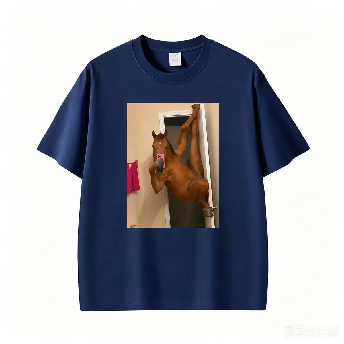 Funny Horse Selfie Weird Bathroom Mirror Me Graphicomen Summer Oversized T-shirt  T Shirt Streetwear