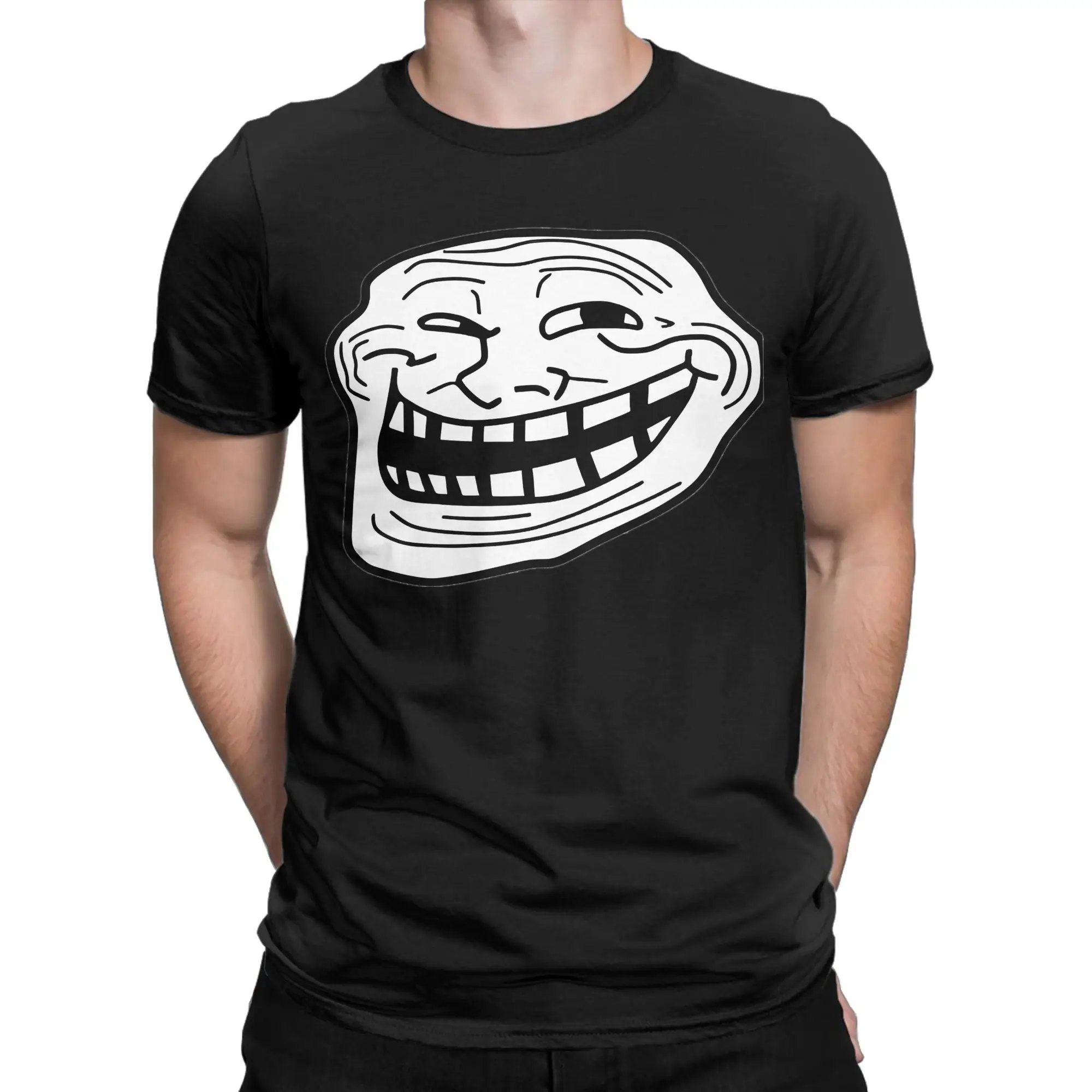 Leisure Trol Face Trollface MEME T-Shirts for Men Women Crewneck Cotton T Shirt Rage Comic Funny Anime Tee Shirt Graphic Clothes