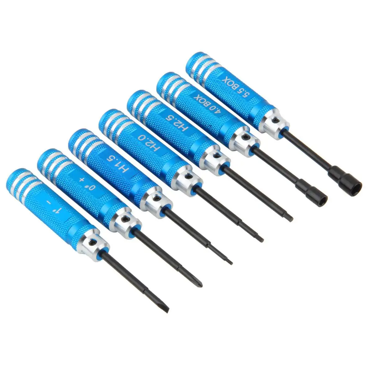 7pcs Set 108mm Blue Aluminum Steel Non-slip Handle RC Plane Hexagonal Screwdriver Car Model Disassembly Tools