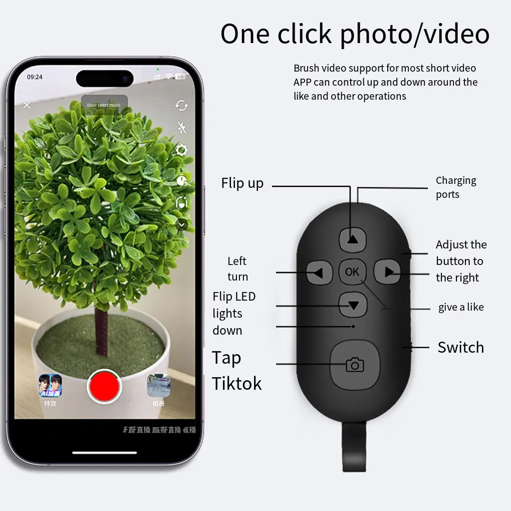 Bluetooth Remote Controller For Wireless Phone Photos Supports Photo Taking And Video Recording