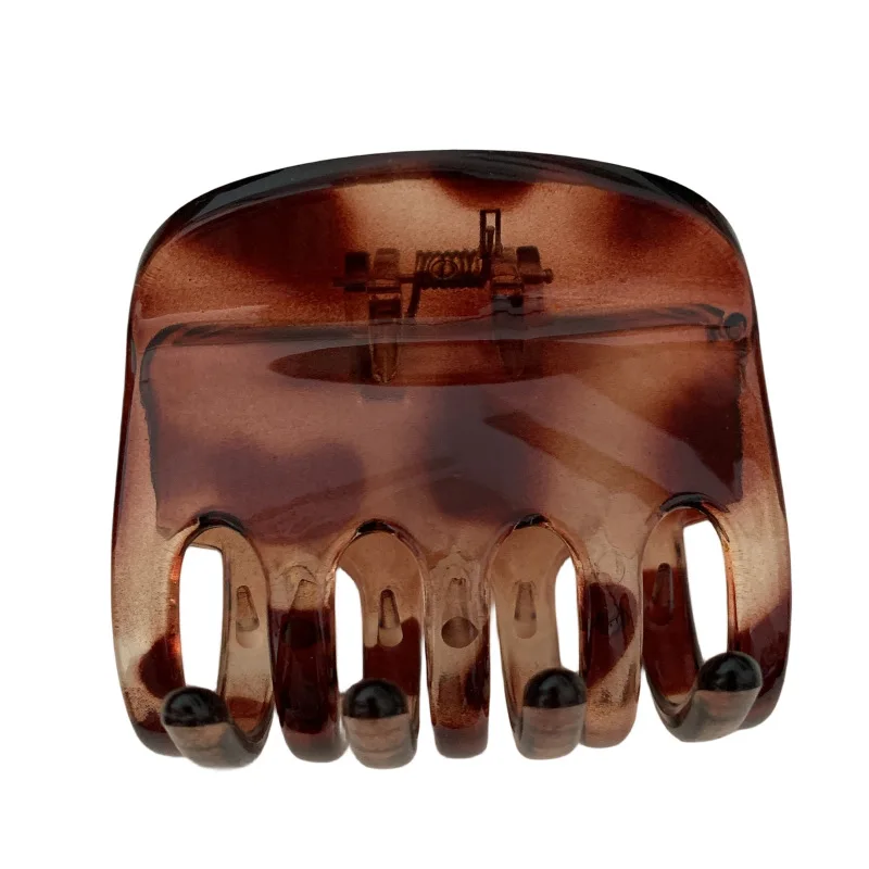 Women Elegant Medium Size Plastic Hair Claws Black Brown Wide Tooth Hair Clips Non-slip Ponytail Holder Korean Retro Crab Clamps