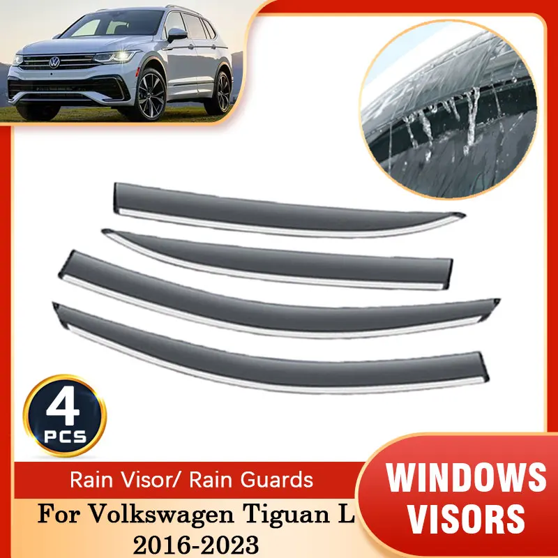 4pcs For Volkswagen VW Tiguan L 2016~2023 Deflectors Window Visors Rain Guards Wind Smoke Windscreens Exterior Car Accessories