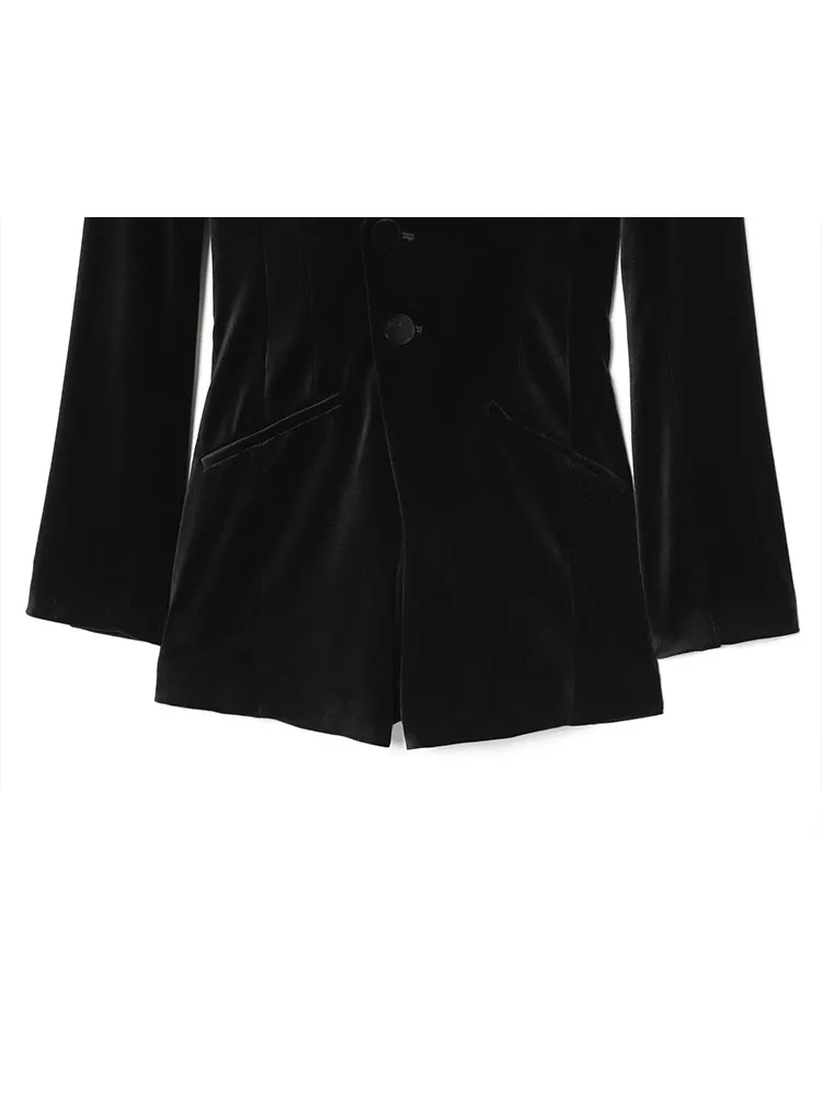 HH Women 2026 New Fashion Versatile Sexy Velvet V-neck Short Suit Jumpsuit Female Single-Breasted Long-Sleeved Casual Jumpsuit