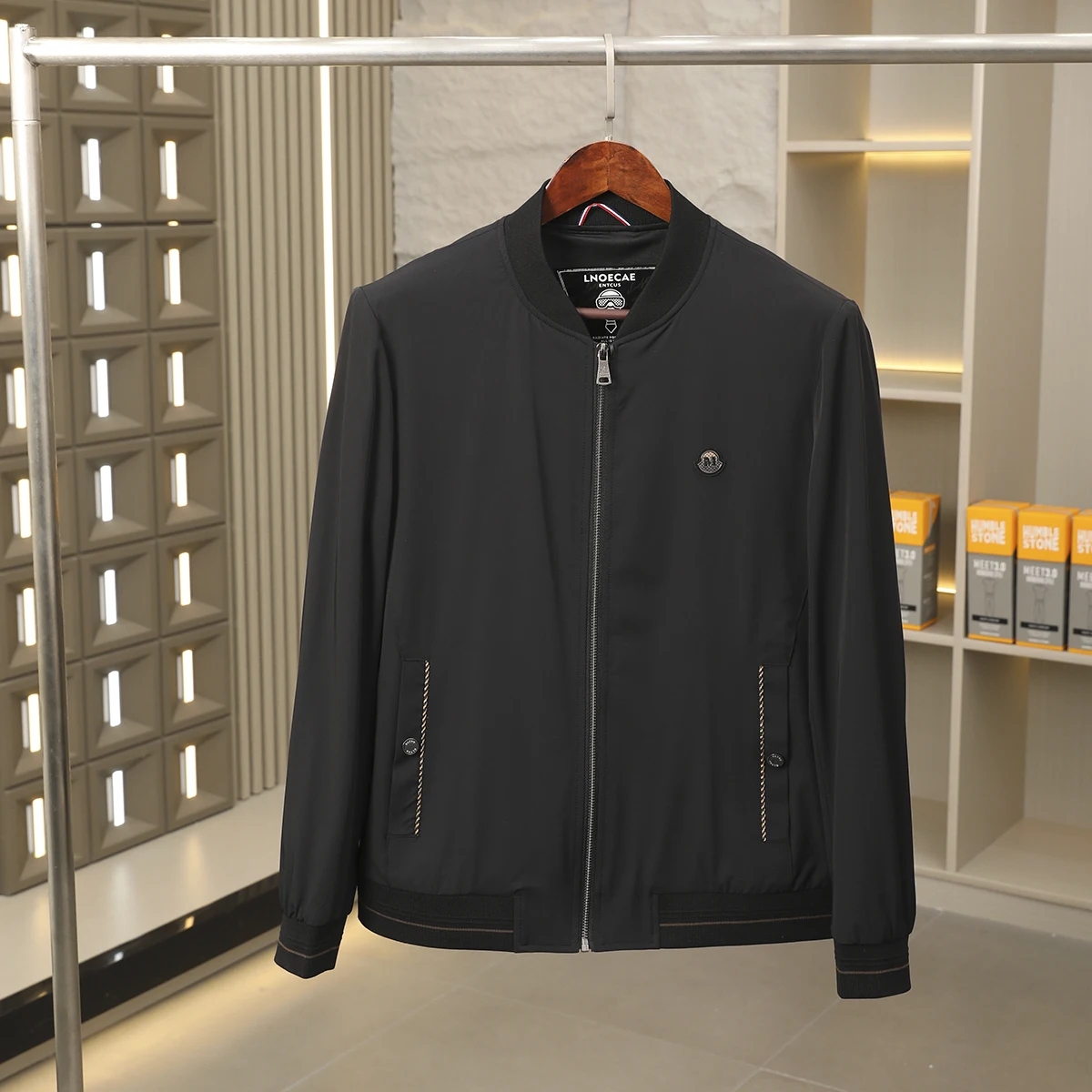 

Busin Casual Men's Jaet Stand Fit Long Sve Faion Urban Sle Baseball Collar Memory Anti-Wrinkle Fabric Spring