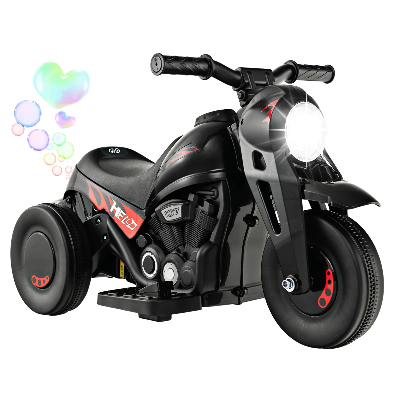 6V Kids Bubble Car Electric Ride on Motorcycle w/ Music Button & LED Headlight