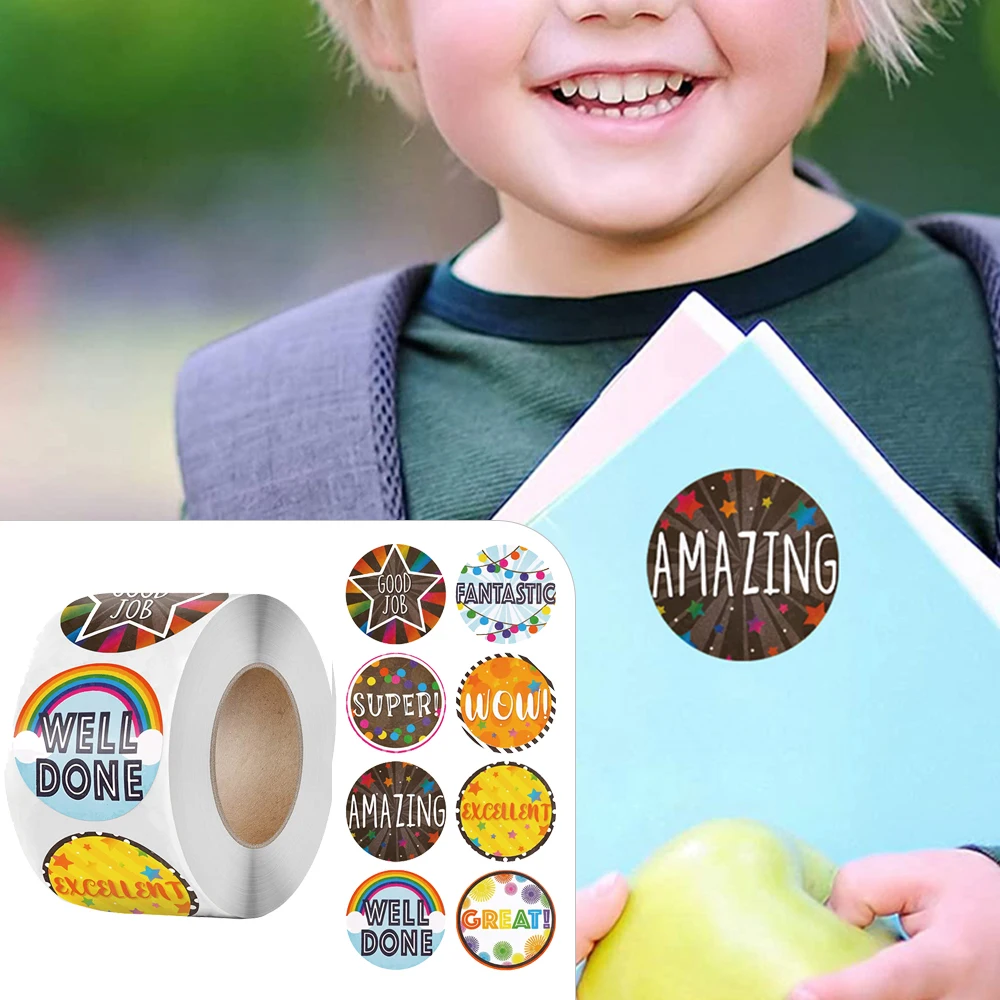 Милый мультяшный стикер для вознаграждения слова, стикер для воодушевления для детей, игрушечный конверт, запечатывающая наклейка для скрапбукинга, канцелярские принадлежности