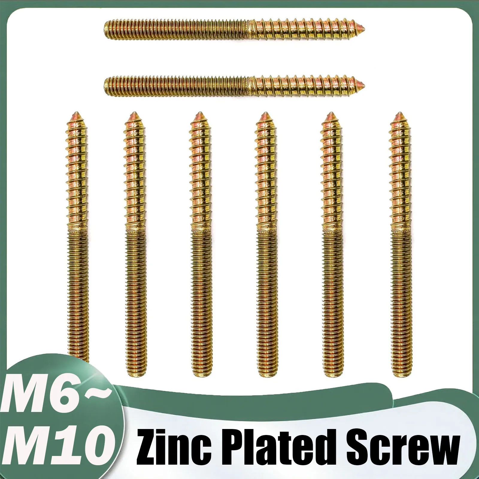 Hanger Bolts Double Headed Yellow Zinc Plated M6 M8 M10 Dowel Screw Self-Tapping Screw for Wood Furniture