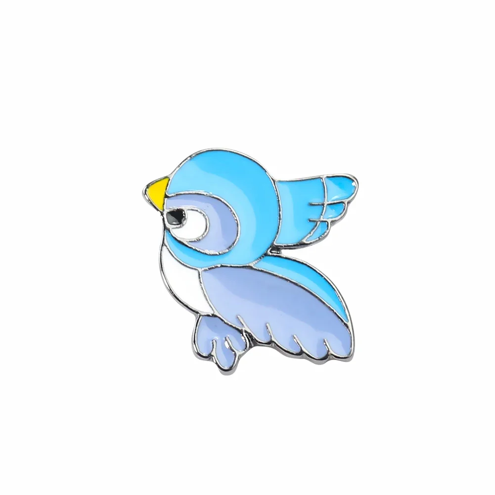 Lovely Cartoon Blue Bird Animal Anime Metal Enamel Brooch Anti-glare Badge Pin Jewelry Crafts Shirt Collar Jacket Backpack Decor