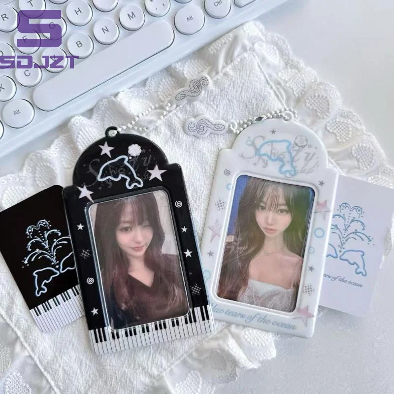 Kpop Photocard Holder Acrylic Heart Frame Keychain For Idol Cards Collectible Decoration Gift