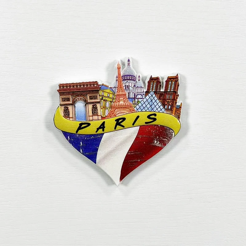 Paris Souvenirs Home decor Heart-shaped architectural landmarks 3D stereo fridge magnets Collection of arts and crafts