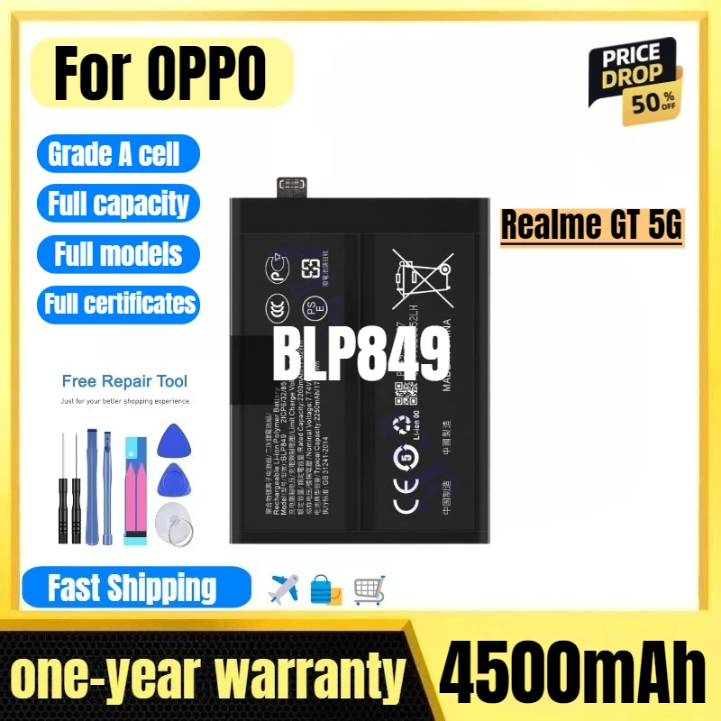 

BLP849 for OPPO Realme GT 5G Mobile Phone Battery High Quality High Capacity Battery Replacement Bateria Grade A Cell with Tools