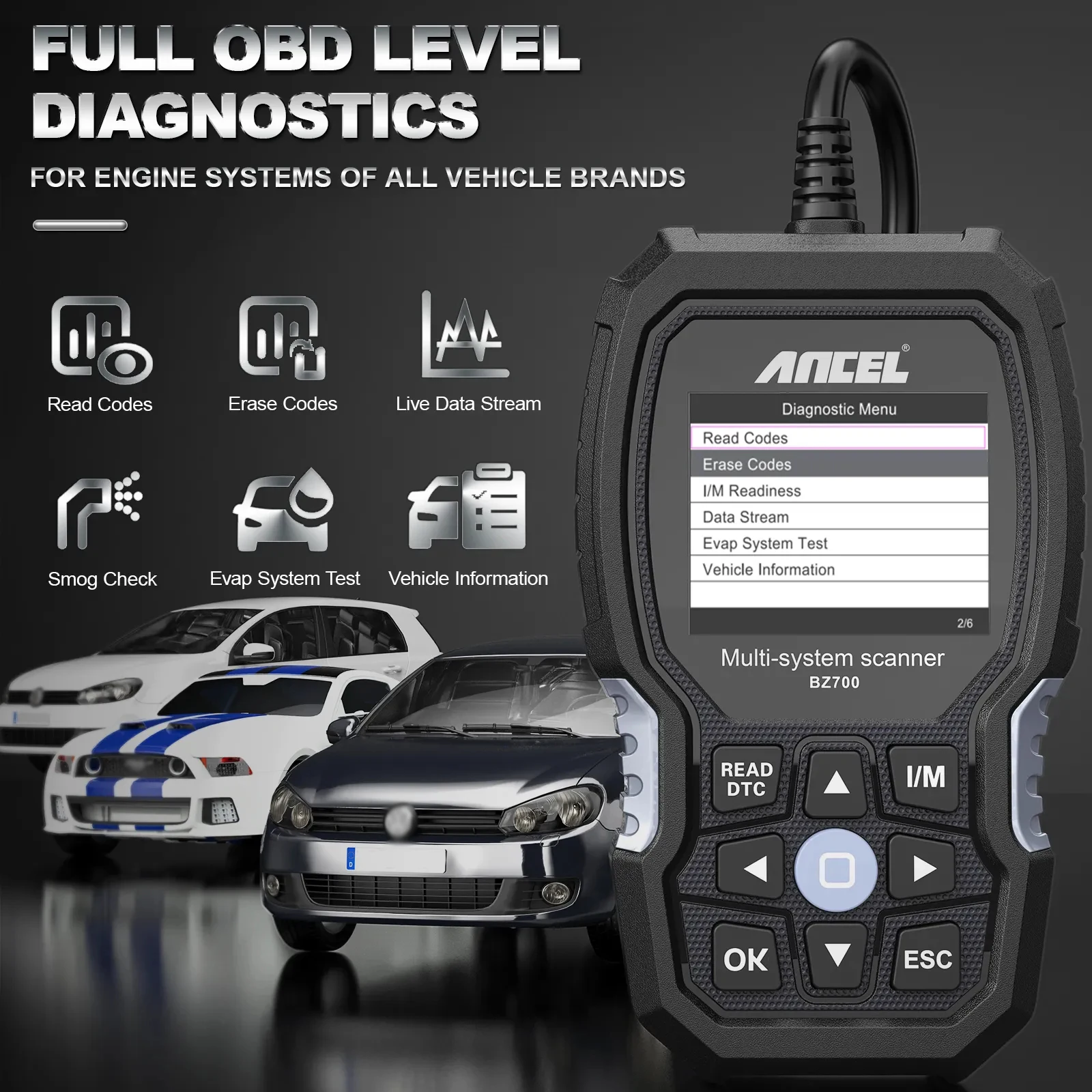 ANCEL BZ700 OBD2 Car Diagnostic Tool All System ABS BMS D-P-F Oil Reset Professional Auto Scanner for Mercedes Benz Sprinter