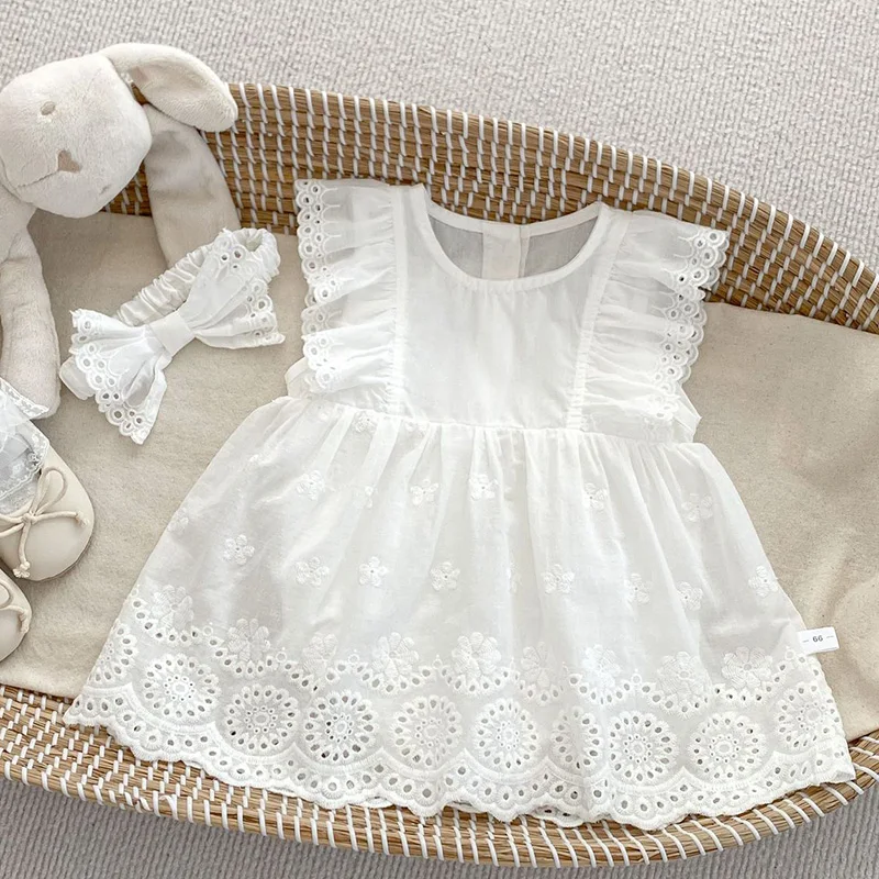 

2024 New Summer 0-24M Baby Clothing Newborn Baby Girl Dress Romper Sleeveless Cotton Solid Color Toddler Baby Girls Jumpsuit