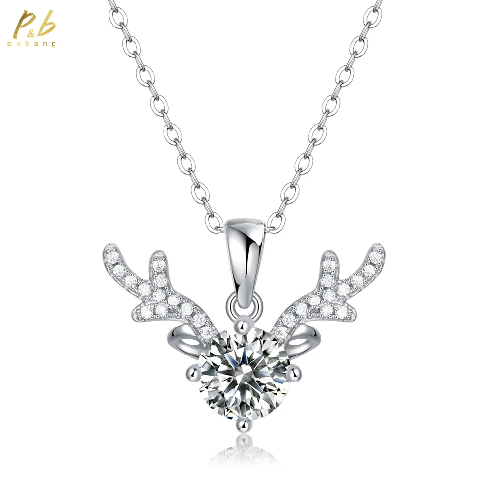 

PuBang Fine Jewelry Real 925 Sterling Silver 3EX VVS1 D Color 1 Carat Moissanite Diamonds Gems Pendant Necklace Gifts Wholesale