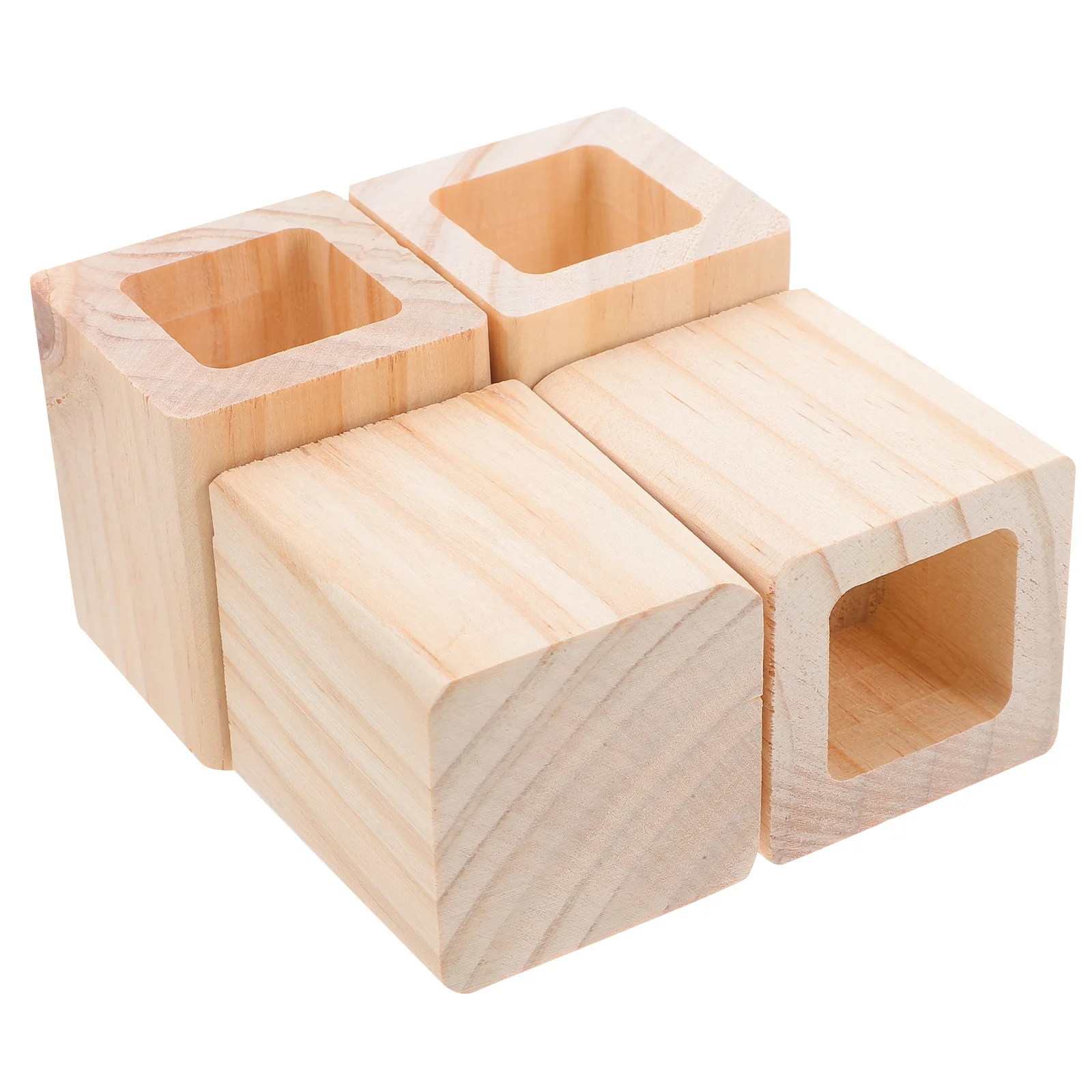 

4 Pcs Bed Elevator Blocks Chair Height Lift Risers Khaki Couch Foot Wood Elevation Chair Height Adjusters Wood Foot Leveling