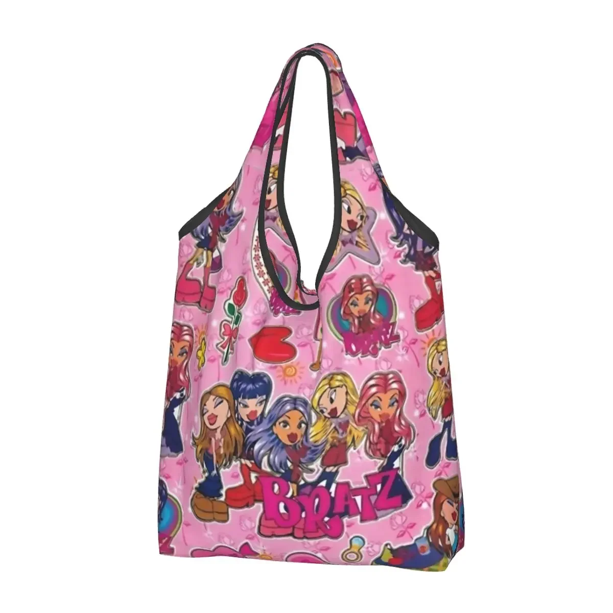 

Doll Collage Y2k 90s Anime Grocery Bags Durable Large Reusable Recycle Heavy Duty Bratzs Shopping Tote Bag Washable With Pouch