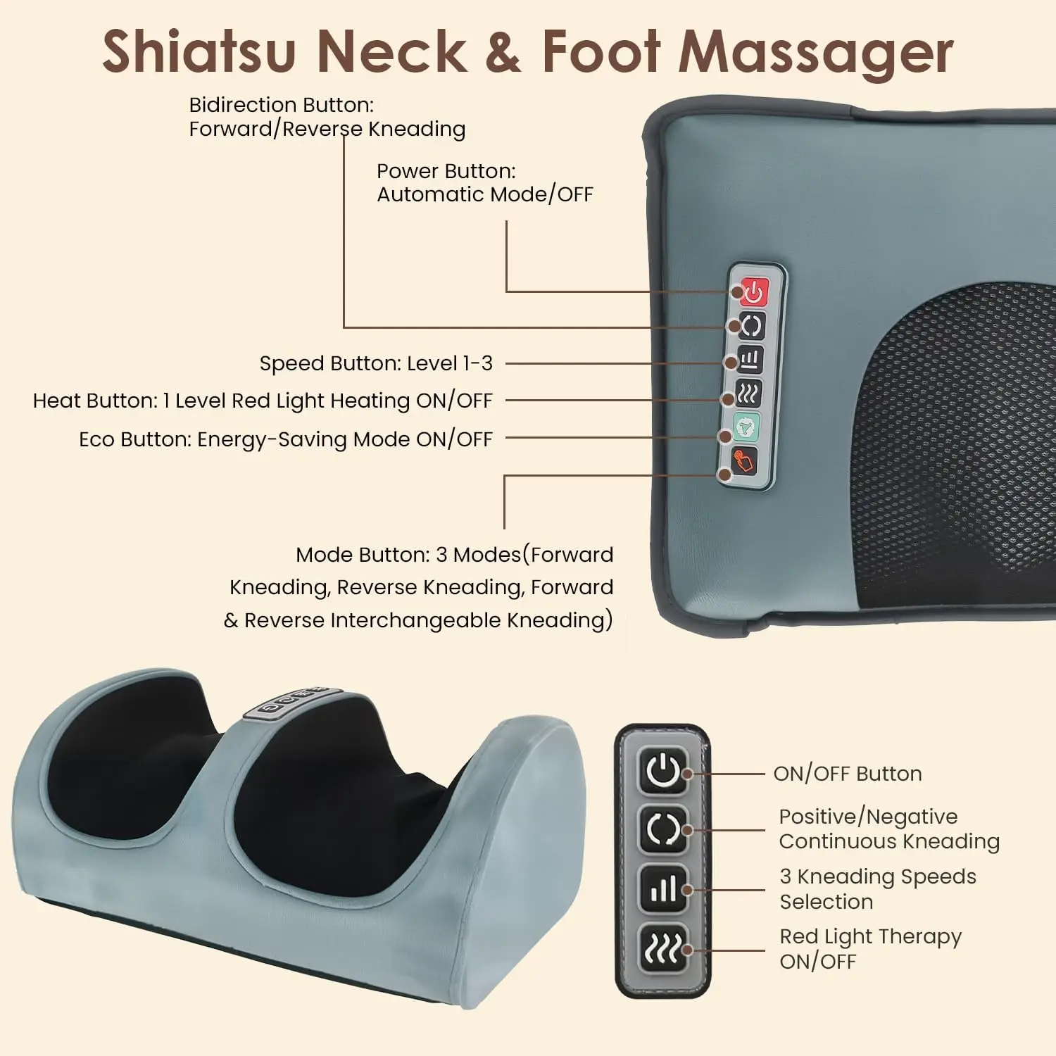 Heated Full Body Kneading Vibration Massage Mat, Foldable Lumbar Support with Timer, Detachable Neck Back Foot Massagers, Deep Muscle Soreness & Pain Relief for Bed Sofa Home Use view 4