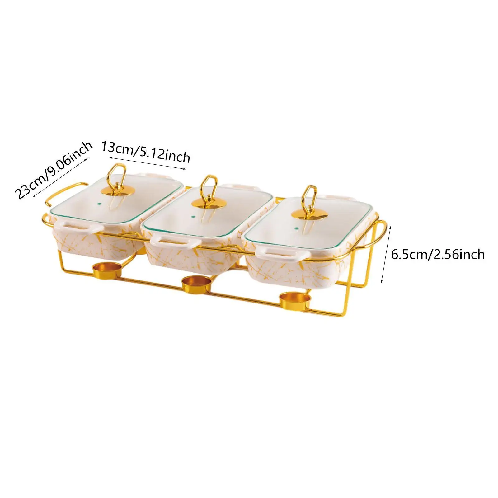 Chafing Dish Warming Trays mit Griffen und Ständer, luxuriöser Wärmer aus Keramik