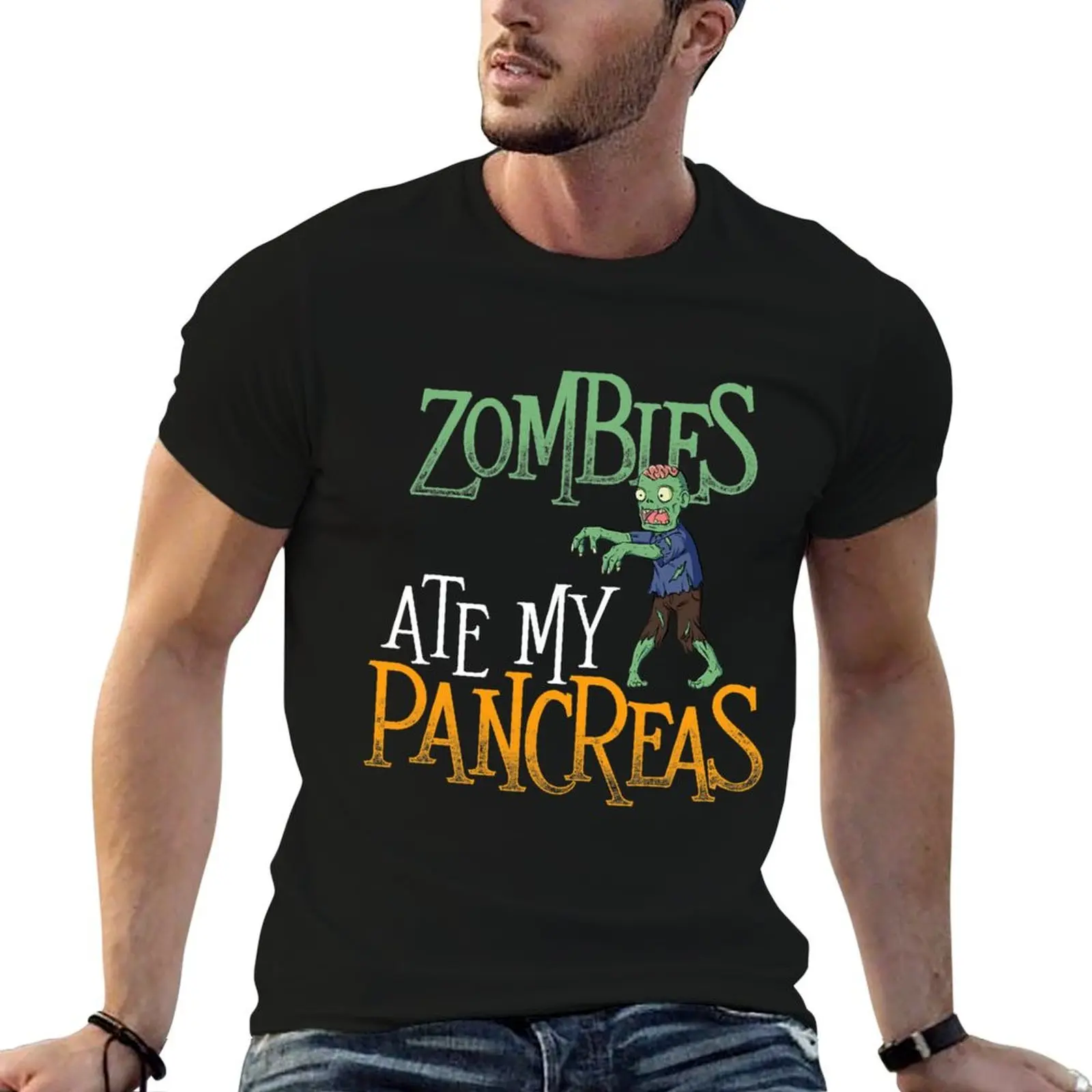 Zombies Ate My Pancreas T1D Diabetic Diabetes Awareness T-Shirt t shirt man cotton t shirt men 100% cotton luxury brand T-Shirt